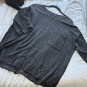 Gray Oversized Sweater with Pocket